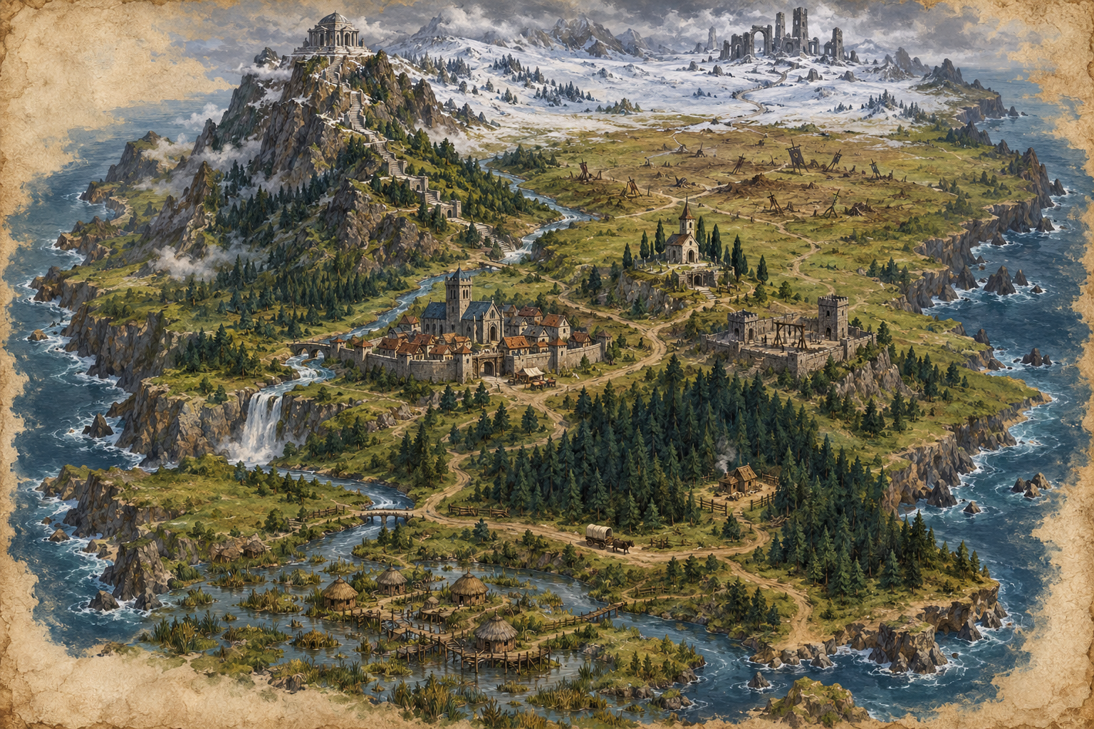 The land the sky calls Evil Ice, painted as a map